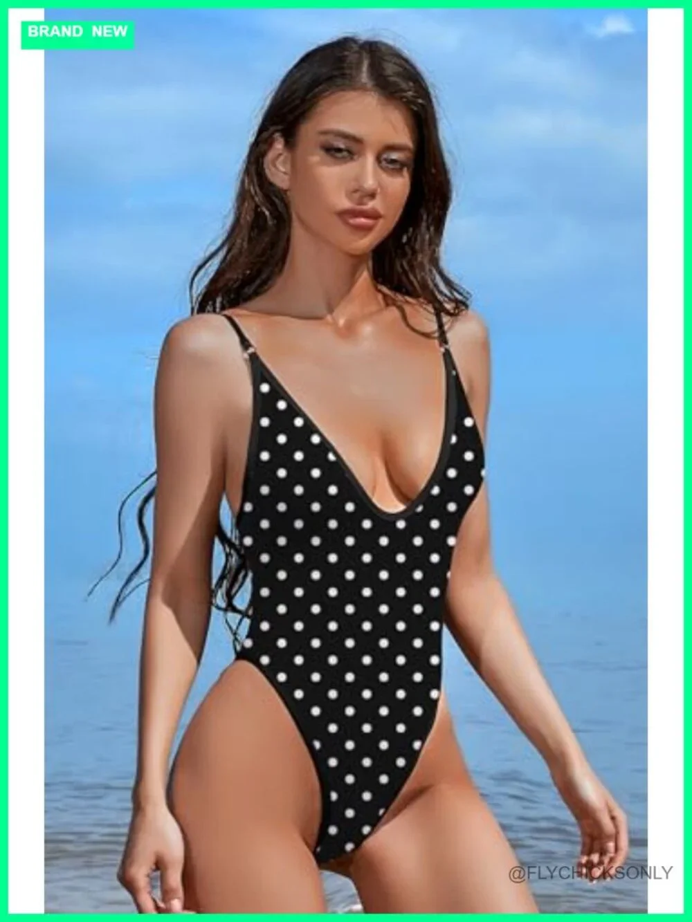 Women's Sexy Plunging V Neck One Piece Swimsuit Open Back High Cut Bathing Suit